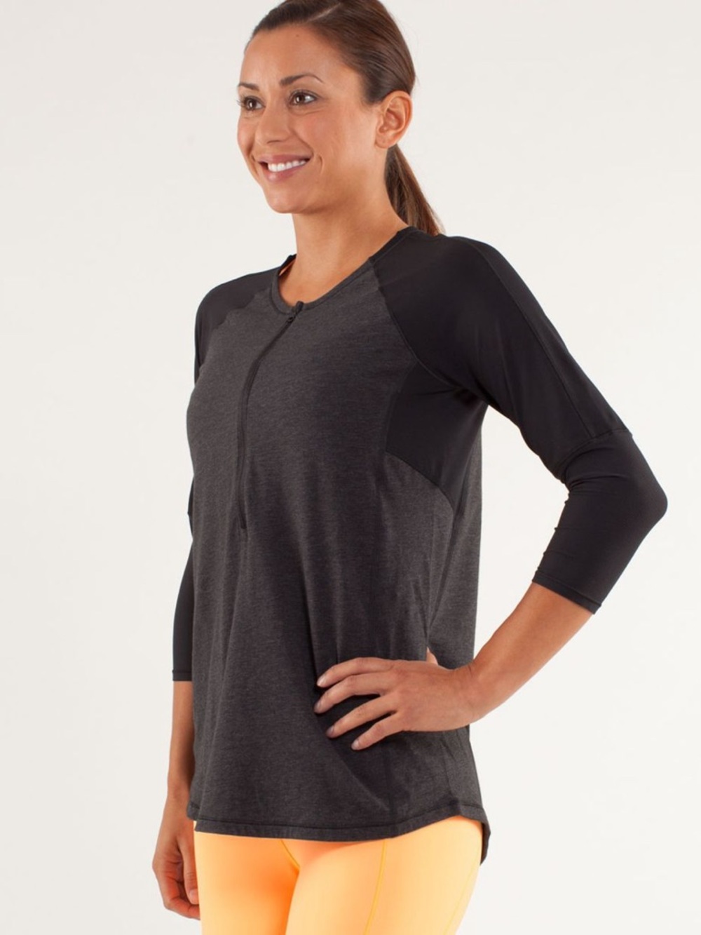 Lululemon Spincity 1/2 Zip Top - Heathered Black - Size 10